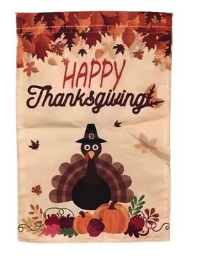 Thanksgiving Garden Flag 12x18in Polyester Doublesided Turkey Happy Thanksgiving
